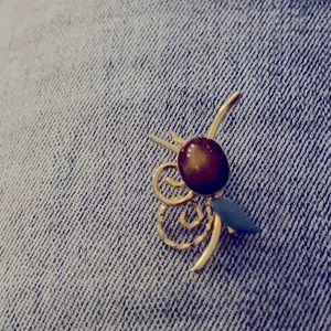 Small Goldfilled Tiger Eye Flower Brooch